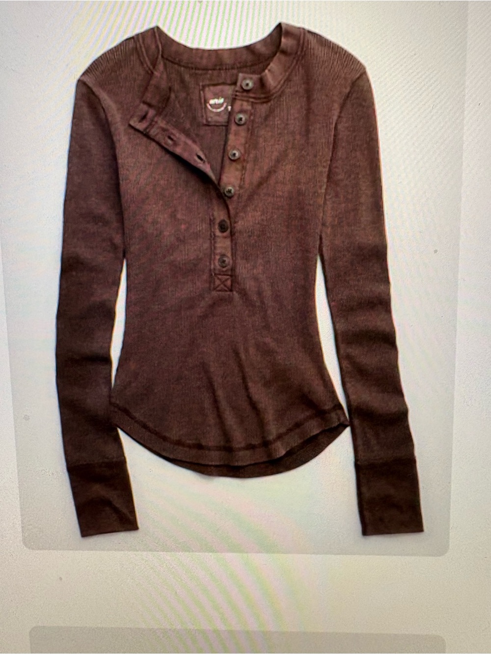 aerie Brown Long-Sleeve Henley Thermal Top